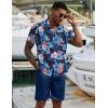 COOFANDY Men’s 2 Piece Summer Beach Outfits Tropical Short Sleeve Button Down Shirts and Shorts Hawaiian Vacation Sets(Navy Tropical Floral)