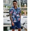 COOFANDY Men’s 2 Piece Summer Beach Outfits Tropical Short Sleeve Button Down Shirts and Shorts Hawaiian Vacation Sets(Navy Tropical Floral)