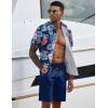 COOFANDY Men’s 2 Piece Summer Beach Outfits Tropical Short Sleeve Button Down Shirts and Shorts Hawaiian Vacation Sets(Navy Tropical Floral)