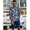 COOFANDY Men’s 2 Piece Summer Beach Outfits Tropical Short Sleeve Button Down Shirts and Shorts Hawaiian Vacation Sets(Navy White Flower)