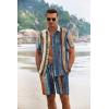 COOFANDY Men’s 2 Piece Summer Beach Outfits Tropical Short Sleeve Button Down Shirts and Shorts Hawaiian Vacation Sets(Painting)