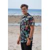COOFANDY Men’s 2 Piece Summer Beach Outfits Tropical Short Sleeve Button Down Shirts and Shorts Hawaiian Vacation Sets(Pineapple Leaf Black)