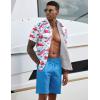 COOFANDY Men’s 2 Piece Summer Beach Outfits Tropical Short Sleeve Button Down Shirts and Shorts Hawaiian Vacation Sets(Pink Blue Leaf)