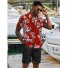COOFANDY Men’s 2 Piece Summer Beach Outfits Tropical Short Sleeve Button Down Shirts and Shorts Hawaiian Vacation Sets(Red Tropical Leaf)