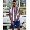 COOFANDY Men’s 2 Piece Summer Beach Outfits Tropical Short Sleeve Button Down Shirts and Shorts Hawaiian Vacation Sets(Stripe)