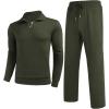 COOFANDY Men’s 2 Piece Track Suit Set Jogging Sweatsuit Workout Quarter Zip Suit(Army Green)