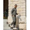 COOFANDY Men’s 2 Piece Track Suit Set Jogging Sweatsuit Workout Quarter Zip Suit(Gray)