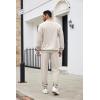 COOFANDY Men’s 2 Piece Track Suit Set Jogging Sweatsuit Workout Quarter Zip Suit(Light Gray)
