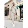 COOFANDY Men’s 2 Piece Track Suit Set Jogging Sweatsuit Workout Quarter Zip Suit(Light Gray)