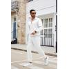 COOFANDY Men’s 2 Piece Track Suit Set Jogging Sweatsuit Workout Quarter Zip Suit(White)