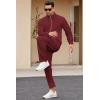 COOFANDY Mens 2 Piece Tracksuit Casual Sweatsuits Full Zip Track Suits Jogging Athletic Suit Sets(Wine Red)