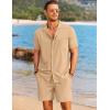 COOFANDY Men’s 2 Pieces Casual Beach Outfits Short Sleeve Button Down Shirts Summer Short Set(A-khaki)