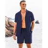 COOFANDY Men’s 2 Pieces Casual Beach Outfits Short Sleeve Button Down Shirts Summer Short Set(A-navy Blue)