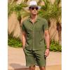 COOFANDY Men’s 2 Pieces Casual Beach Outfits Short Sleeve Button Down Shirts Summer Short Set(Army Green)