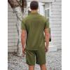 COOFANDY Men’s 2 Pieces Casual Beach Outfits Short Sleeve Button Down Shirts Summer Short Set(Army Green)