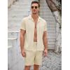 COOFANDY Men’s 2 Pieces Casual Beach Outfits Short Sleeve Button Down Shirts Summer Short Set(Beige)