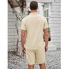 COOFANDY Men’s 2 Pieces Casual Beach Outfits Short Sleeve Button Down Shirts Summer Short Set(Beige)