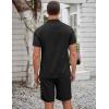 COOFANDY Men’s 2 Pieces Casual Beach Outfits Short Sleeve Button Down Shirts Summer Short Set(Black)