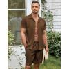 COOFANDY Men’s 2 Pieces Casual Beach Outfits Short Sleeve Button Down Shirts Summer Short Set(Brown)