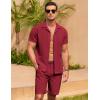 COOFANDY Men’s 2 Pieces Casual Beach Outfits Short Sleeve Button Down Shirts Summer Short Set(Crimson)