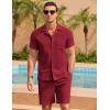 COOFANDY Men’s 2 Pieces Casual Beach Outfits Short Sleeve Button Down Shirts Summer Short Set(Crimson)