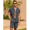 COOFANDY Men’s 2 Pieces Casual Beach Outfits Short Sleeve Button Down Shirts Summer Short Set(Dark Grey)