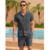 COOFANDY Men’s 2 Pieces Casual Beach Outfits Short Sleeve Button Down Shirts Summer Short Set(Dark Grey)