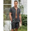 COOFANDY Men’s 2 Pieces Casual Beach Outfits Short Sleeve Button Down Shirts Summer Short Set(Dark Grey)