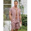 COOFANDY Men’s 2 Pieces Casual Beach Outfits Short Sleeve Button Down Shirts Summer Short Set(Dusty Rose)
