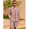 COOFANDY Men’s 2 Pieces Casual Beach Outfits Short Sleeve Button Down Shirts Summer Short Set(Dusty Rose)