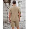 COOFANDY Men’s 2 Pieces Casual Beach Outfits Short Sleeve Button Down Shirts Summer Short Set(Khaki)