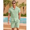 COOFANDY Men’s 2 Pieces Casual Beach Outfits Short Sleeve Button Down Shirts Summer Short Set(Light Green)