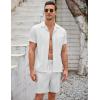 COOFANDY Men’s 2 Pieces Casual Beach Outfits Short Sleeve Button Down Shirts Summer Short Set(White)