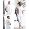 COOFANDY Men’s 2 Pieces Cotton Linen Set Casual Short Sleeve Henley Shirts Beach Yoga Pants Summer Outfits(All White)