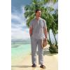 COOFANDY Men’s 2 Pieces Cotton Linen Set Casual Short Sleeve Henley Shirts Beach Yoga Pants Summer Outfits(Grey)