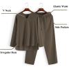COOFANDY Men’s 2 Pieces Cotton Linen Set Henley Shirt Long Sleeve and Casual Beach Pants Summer Yoga Outfits(Brown)