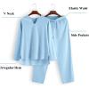 COOFANDY Men’s 2 Pieces Cotton Linen Set Henley Shirt Long Sleeve and Casual Beach Pants Summer Yoga Outfits(Light Blue)