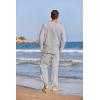 COOFANDY Men’s 2 Pieces Cotton Linen Set Henley Shirt Long Sleeve and Casual Beach Pants Summer Yoga Outfits(Light Grey)