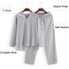 COOFANDY Men’s 2 Pieces Cotton Linen Set Henley Shirt Long Sleeve and Casual Beach Pants Summer Yoga Outfits(Light Grey)