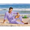COOFANDY Men’s 2 Pieces Cotton Linen Set Henley Shirt Long Sleeve and Casual Beach Pants Summer Yoga Outfits(Lilac)