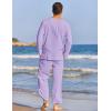 COOFANDY Men’s 2 Pieces Cotton Linen Set Henley Shirt Long Sleeve and Casual Beach Pants Summer Yoga Outfits(Lilac)