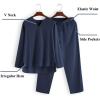 COOFANDY Men’s 2 Pieces Cotton Linen Set Henley Shirt Long Sleeve and Casual Beach Pants Summer Yoga Outfits(Navy Blue)
