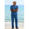 COOFANDY Mens 2 Pieces Cotton Linen Sets Short Sleeve Casual Henley Shirt Summer Beach Pants Lounge Vacation Outfits Set(Blue)