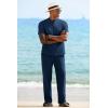 COOFANDY Mens 2 Pieces Cotton Linen Sets Short Sleeve Casual Henley Shirt Summer Beach Pants Lounge Vacation Outfits Set(Navy Blue)