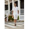 COOFANDY Men’s 2 Pieces Linen Set Casual Henley Shirts Short Sleeve Beach Yoga Shorts Summer Pants Outfits(01-white)