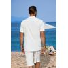COOFANDY Men’s 2 Pieces Linen Set Casual Henley Shirts Short Sleeve Beach Yoga Shorts Summer Pants Outfits(01-white)
