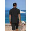 COOFANDY Men’s 2 Pieces Linen Set Casual Henley Shirts Short Sleeve Beach Yoga Shorts Summer Pants Outfits(Black)