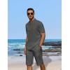 COOFANDY Men’s 2 Pieces Linen Set Casual Henley Shirts Short Sleeve Beach Yoga Shorts Summer Pants Outfits(Dark Grey)