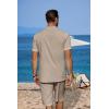 COOFANDY Men’s 2 Pieces Linen Set Casual Henley Shirts Short Sleeve Beach Yoga Shorts Summer Pants Outfits(Khaki)