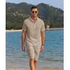 COOFANDY Men’s 2 Pieces Linen Set Casual Henley Shirts Short Sleeve Beach Yoga Shorts Summer Pants Outfits(Khaki)